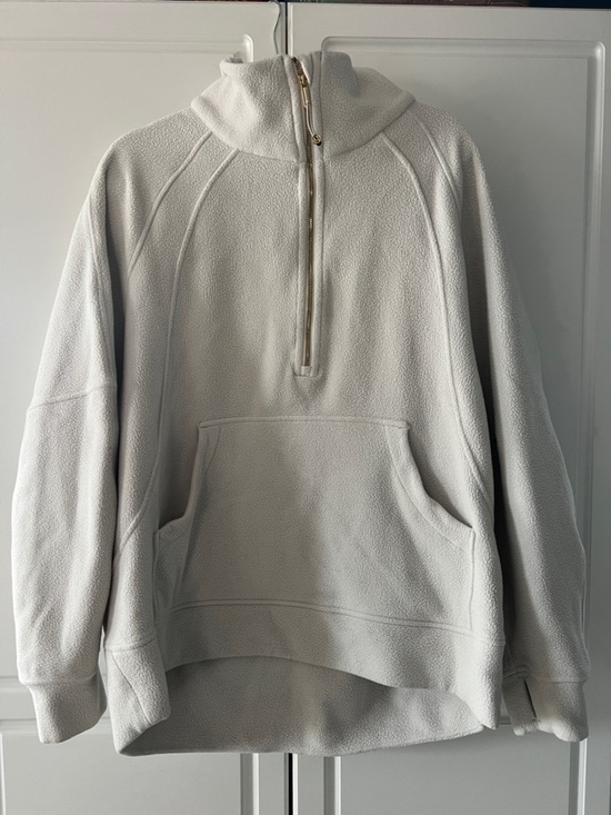 lululemon athletica Jackets & Blazers - Lululemon Scuba Tumbled Fleece Funnel-Neck Half Zip in Bone/Gold